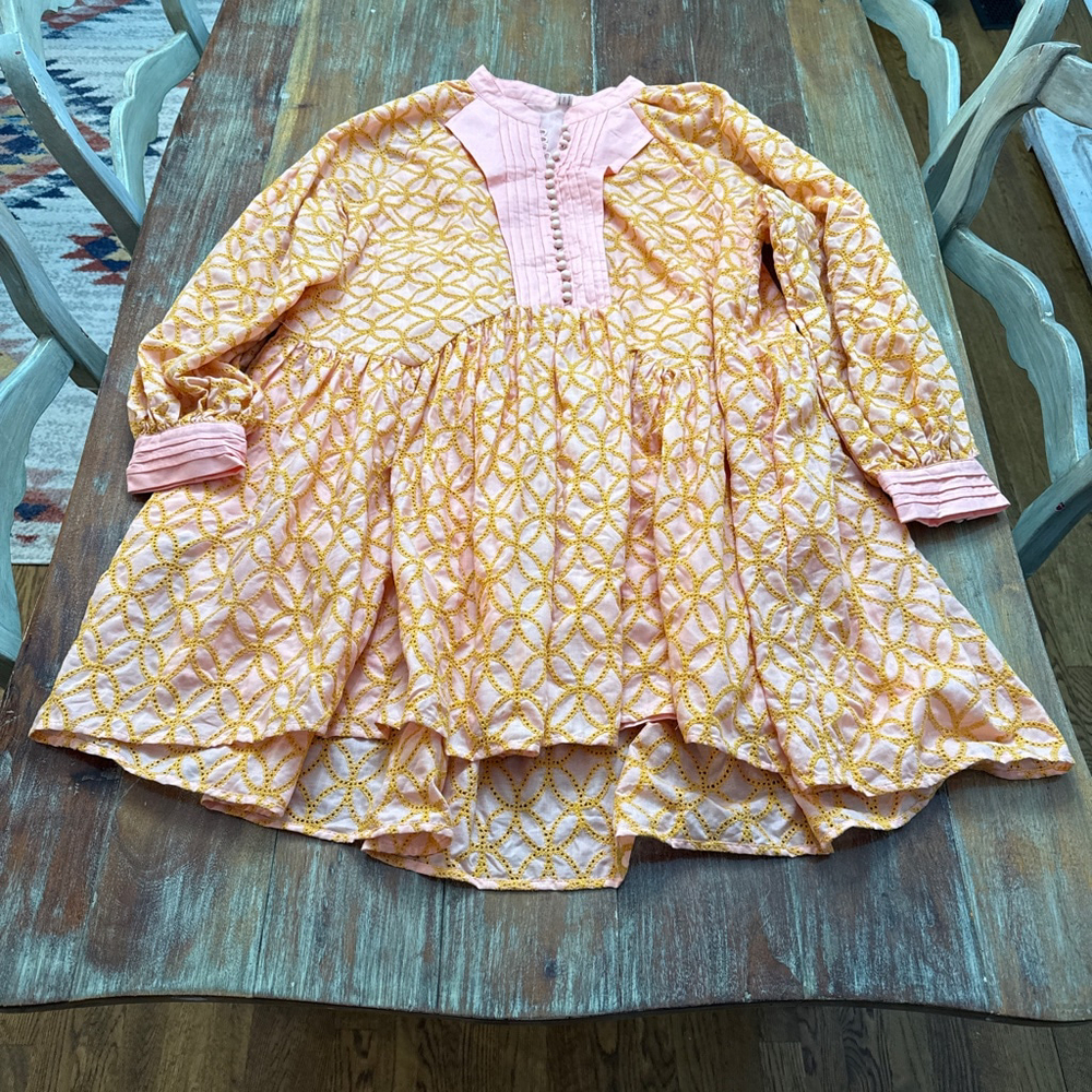 Amazon Women's Long Sleeve Dress Pink and Yellow